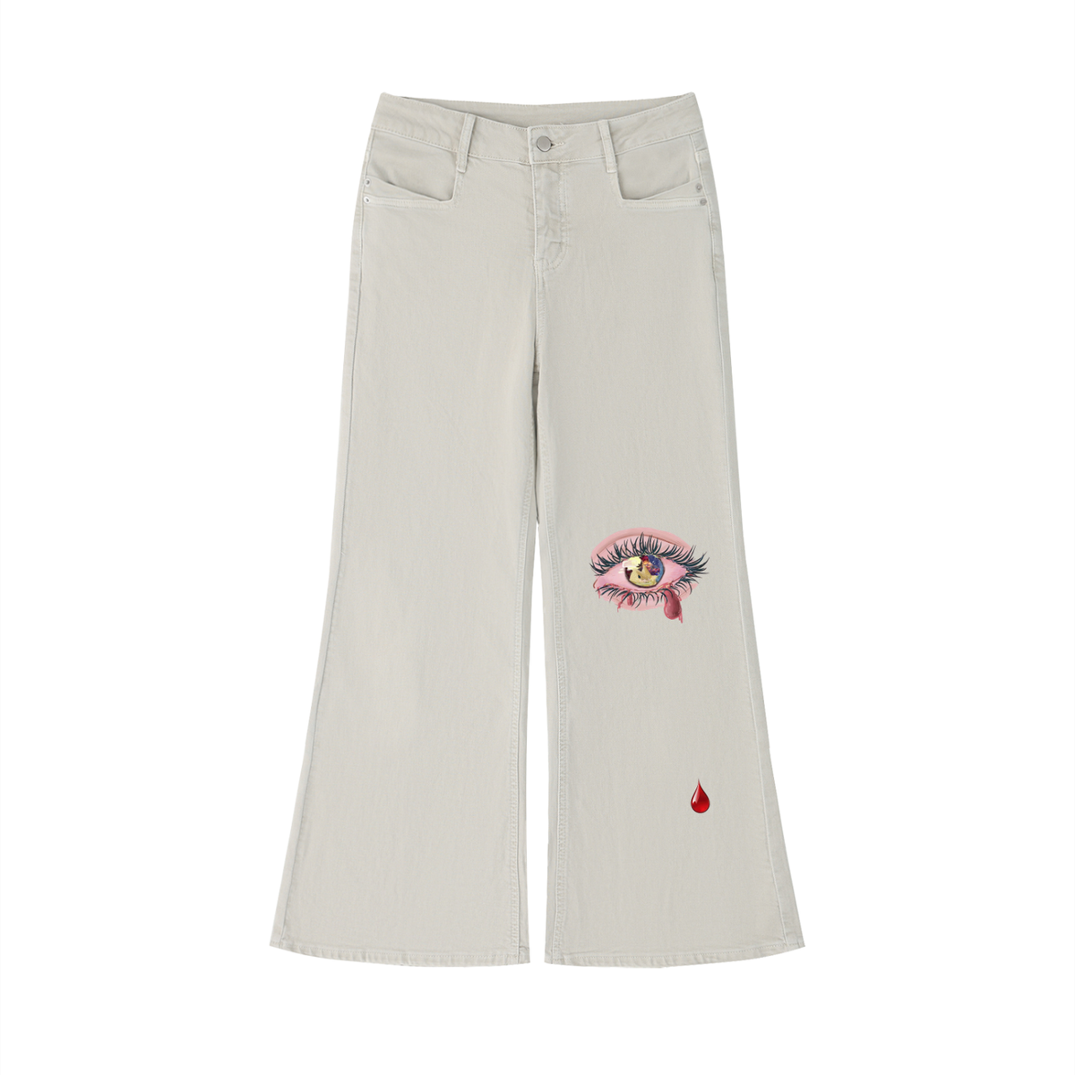 OBLIVLEON Women's Vintage Wash Flared Leg Jeans