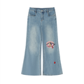 OBLIVLEON Women's Vintage Wash Flared Leg Jeans